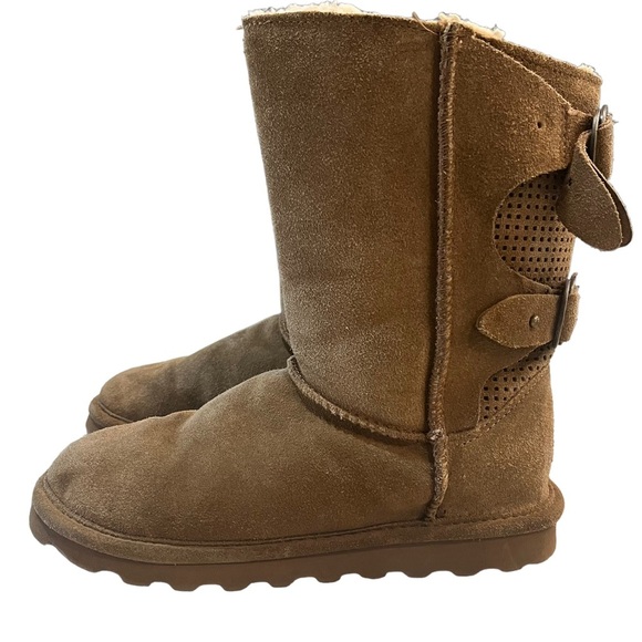 BearPaw Shoes - BearPaw Clara Boots Wonen’s 7 Tan Suede Wool Sheepskin Slip On Bear Paw